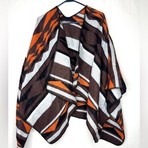 Vintage Old Navy Womens Southwestern Open Poncho Aztec Ranch Rodeo Country